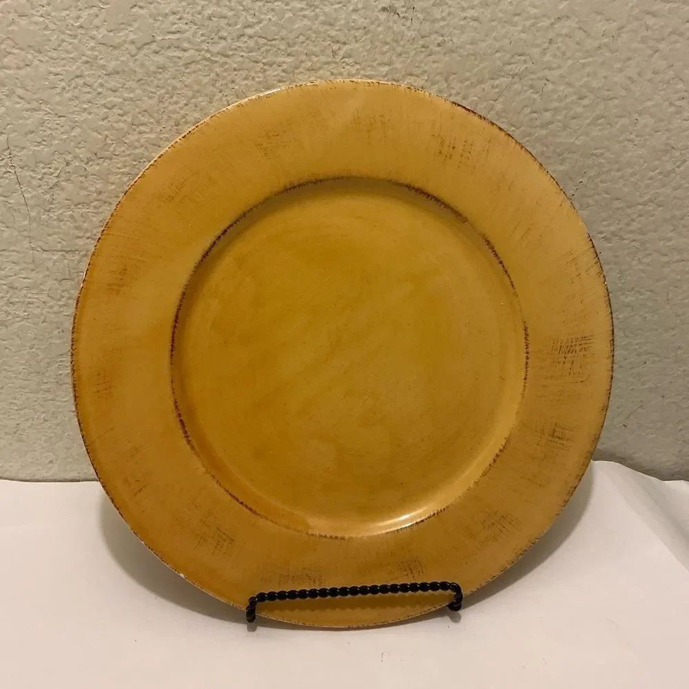 Pier 1 Toscana Gold Hand Painted Earthenware platter 13.5"